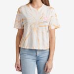 γρ Reef πείτε παρακαλώ κοντομάνικο crop tee γυναίκες βαφή ροδακινί γραβάτας 044RT273